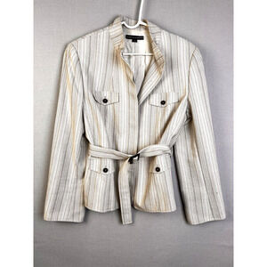 Isabella DeMarco Jacket Women's 14 Cream Belted Lined Corporate Work Preppy